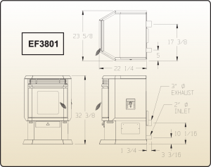 EF3801G-STOVE Dimensions